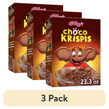 (3 pack) Kellogg's Choco Krispis Breakfast Cereal, 9 Vitamins and Minerals, Kids Snacks, Original, 23.3oz Box (1 Box)