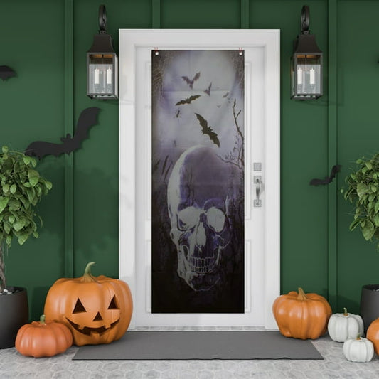 Northlight Spooky Graveyard with Skull and Bats Halloween Door Decoration - 70.75"
