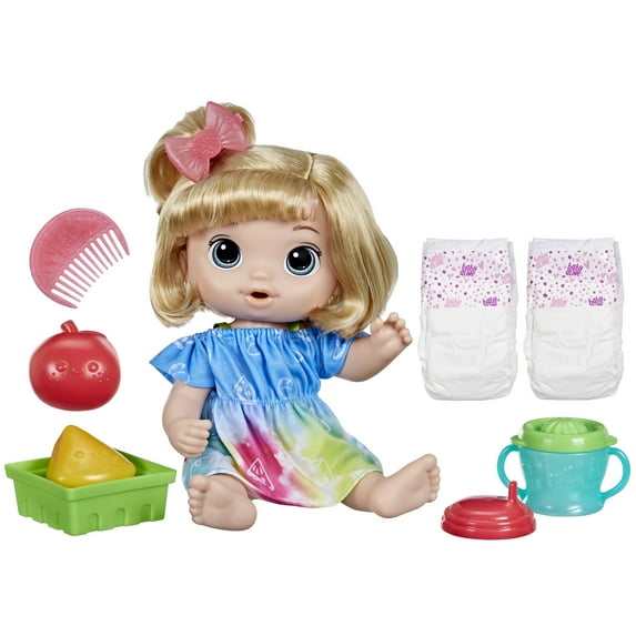 Baby Alive Fruity Sips Doll, Apple, Pretend Juicer Baby Doll Set, Kids 3 and Up, Blonde Hair