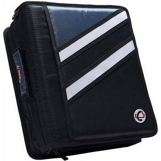 Case It 1.5"' Dual D-Ring Z-shaped Zipper Binder, 3" capacity, Black, Z-176