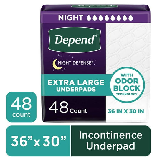 Depend Underpads XL, Disposable Incontinence Bed Pads for Adults, 36" x 30", 48 Count