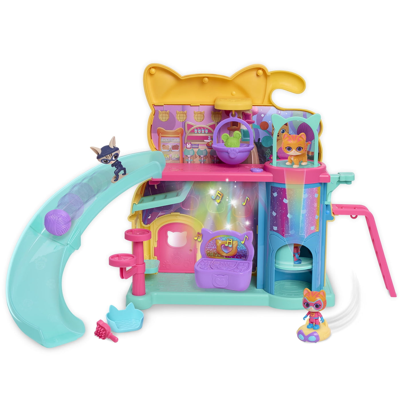 Disney Junior SuperKitties Purr ‘N’ Play Playset and Figures, 12-pieces, Lights and Sounds