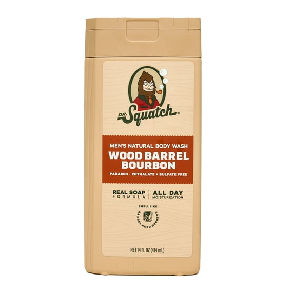 Dr. Squatch Wood Barrel Bourbon Natural Body Wash for Men, 14 fl oz