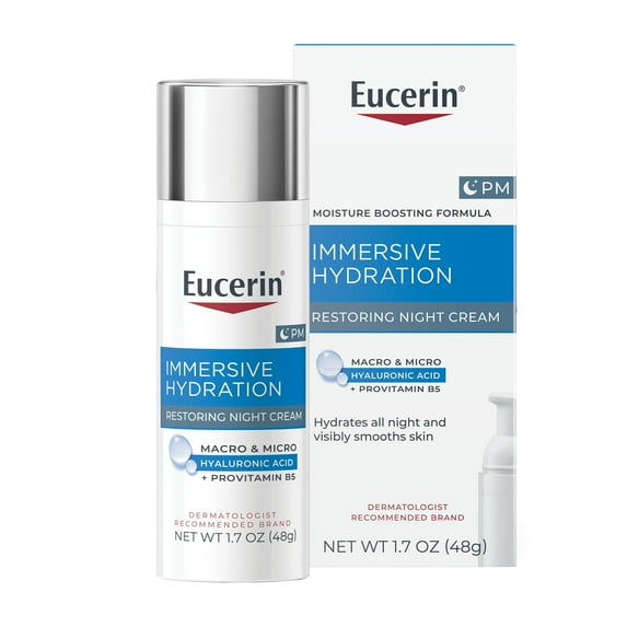 Eucerin Immersive Hydration Restoring Night Cream with Hyaluronic Acid and Provitamin B5, 1.7 oz