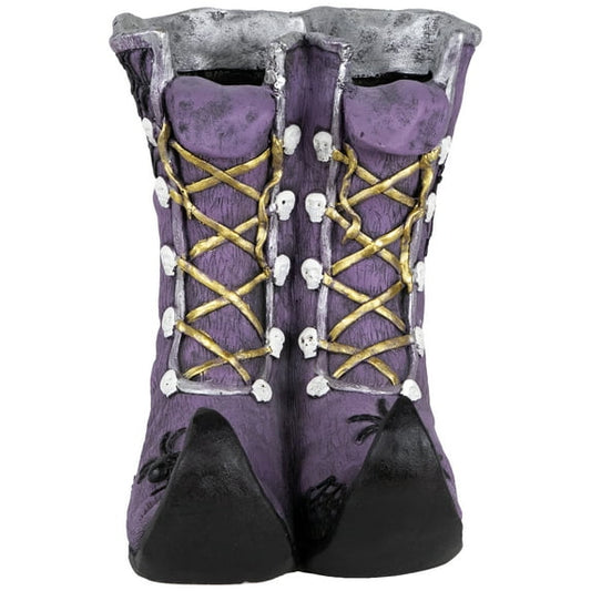 Northlight Witch's Boots with Skull and Spider Details Halloween Decoration - 15" - Purple