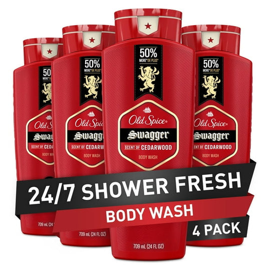 Old Spice Men's Body Wash, Swagger Scent of Confidence, 96oz, 4 Pack