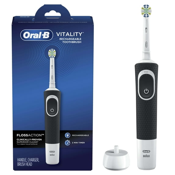 Oral-B Vitality Floss Action Rechargeable Electric Toothbrush, Black, 1 Count