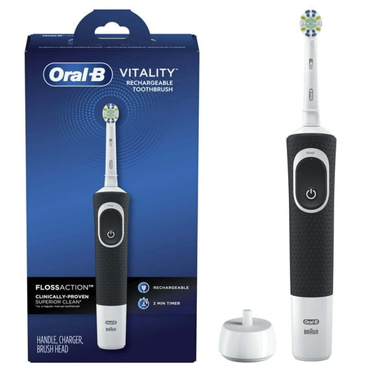 Oral-B Vitality Floss Action Rechargeable Electric Toothbrush, Black, 1 Count