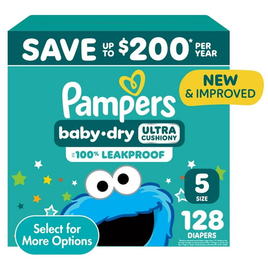 Pampers Baby Dry Diapers Size 5, 128 Count (Select for More Options)