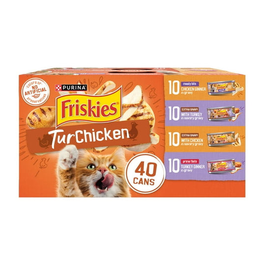 Purina Friskies Turchicken Gravy, Soft Variety Pack, Wet Cat Food, 5.5 oz Cans, 40 Pack