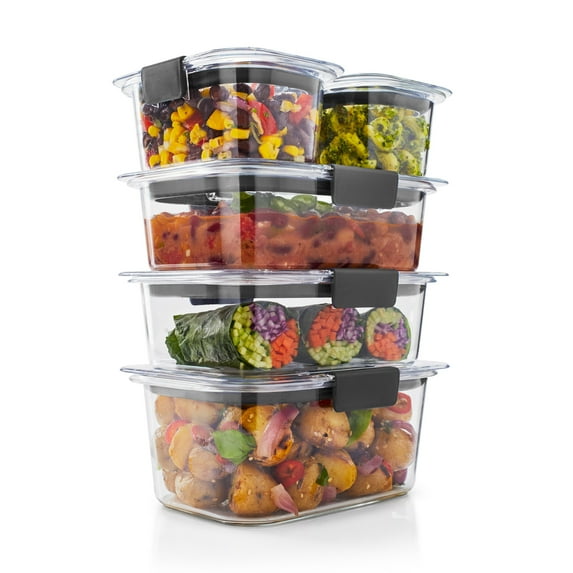 Rubbermaid Brilliance Leak-Proof Stain Resistant Clear Food Storage Containers, 10 Piece Set