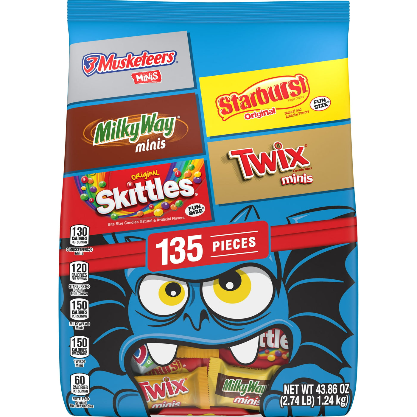 Skittles, Twix, Starburst & More Halloween Candy Variety Pack - 135 Ct Bulk Bag