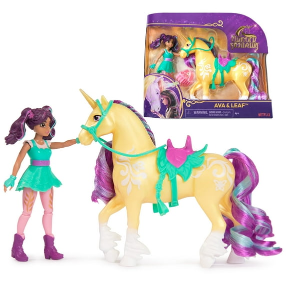 Unicorn Academy, Ava & Leaf with 2 Riding Accessories, Toys for Girls Ages 4+
