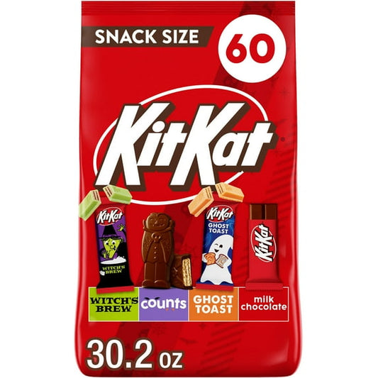 Kit Kat Assorted Flavored Wafer Snack Size Halloween Candy, Bag 30.2 oz, 60 Pieces