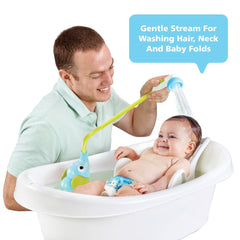 Yookidoo Elephant Baby Shower™ - Blue Elephant Water Pump and Trunk Spout Rinser - for Newborn Babies in Tub Or Sink