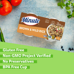 (8 pack) Minute Brown and Wild Rice, Microwaveable Rice Cups, 4.4 oz, 2 Cups