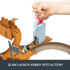 Hot Wheels Mario Kart Bowser’s Castle Track Set with 1:64 Scale Die-Cast Kamek Toy Vehicle & Storage