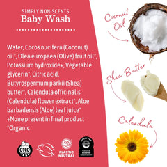 Earth Mama Simply Non-Scents Baby Wash, Castile Soap for Sensitive Skin, Unscented, 34 fl oz