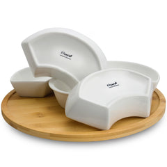 Elama Signature Modern 13.5 inch 7 Piece Lazy Susan Appetizer and Condiment Server Set