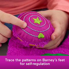 Fisher-Price Barney’s World Sensory Barney Plush Toy with Fidget Activity for Toddlers