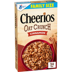 (8 pack) Cheerios Oat Crunch Cinnamon Breakfast Cereal, Made with Whole Grain, Family Size, 24 oz