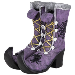 Northlight Witch's Boots with Skull and Spider Details Halloween Decoration - 15" - Purple