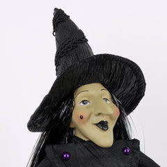 Witch with Cauldron Tabletop Decor, Black, 15", Halloween by Way To Celebrate