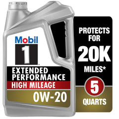 Mobil 1 Extended Performance High Mileage Full Synthetic Motor Oil 0W-20, 5 Quart