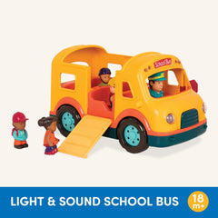 Battat Light & Sound School Bus Play Vehicle with 5 Figurines, Toddler and Preschool Toys