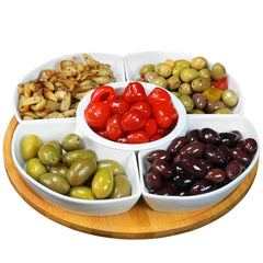 Elama Signature Modern 13.5 inch 7 Piece Lazy Susan Appetizer and Condiment Server Set