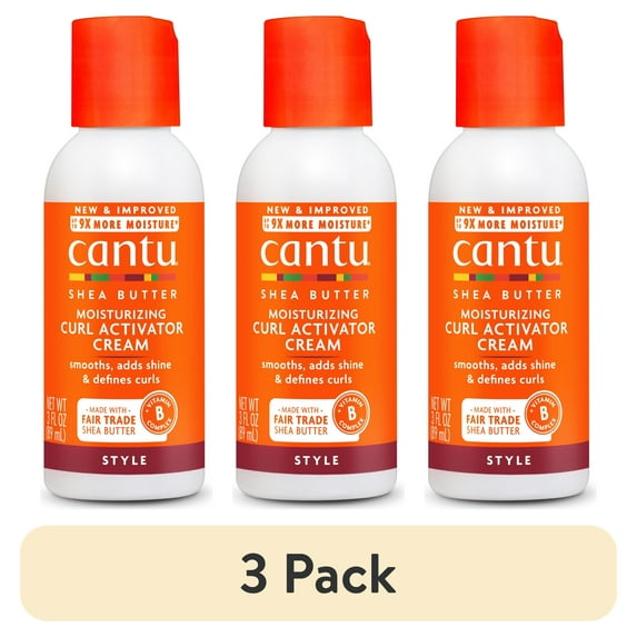(3 pack) Cantu Moisturizing Curl Activator Cream with Shea Butter, 3 fl oz, Travel Size