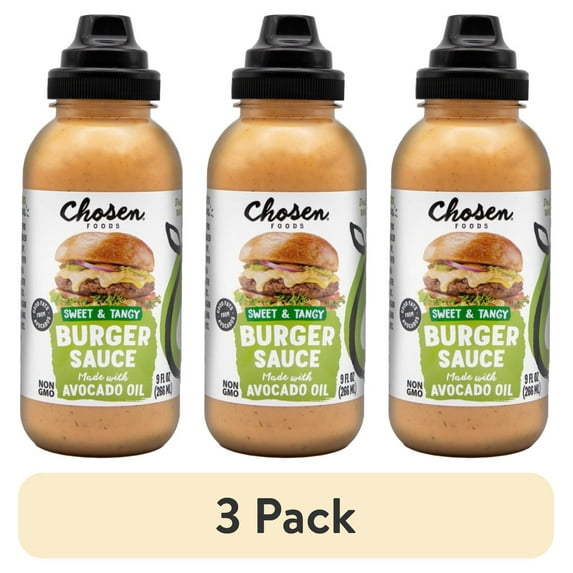 (3 pack) Chosen Foods Burger Sauce made with 100% Pure Avocado Oil 9 fl Oz