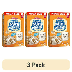 (3 pack) Kellogg’s Frosted Mini-Wheats Breakfast Cereal, High Fiber, 48g Whole Grain, Mega Size, 32 oz