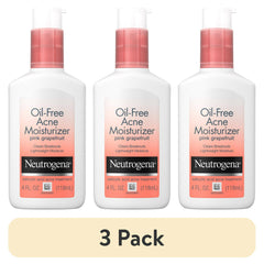 (3 pack) Neutrogena Pink Grapefruit Acne Face Moisturizer, Oil-Free, 4 fl oz