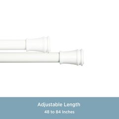 Kenney® Rogers 5/8" Twist & Fit™ No Tools Adjustable Tension Window Curtain Rod, 48-84", White
