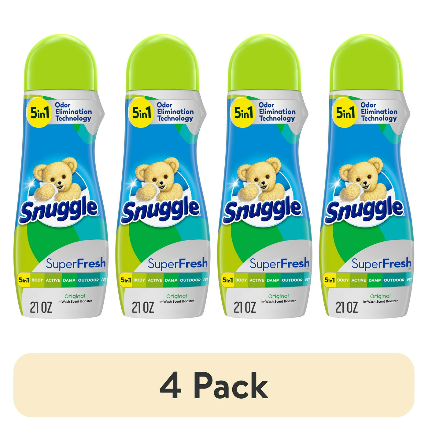 (4 pack) Snuggle SuperFresh In Wash Scent Booster, Original, 21 Ounce