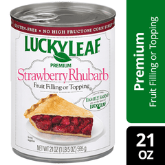 (4 pack) Lucky Leaf Premium Strawberry Rhubarb Fruit Filling and Topping, 21 oz Can