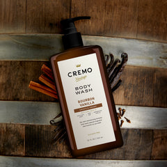(4 pack) Cremo Men's Body Wash, Bourbon Vanilla Scent, 32 fl oz