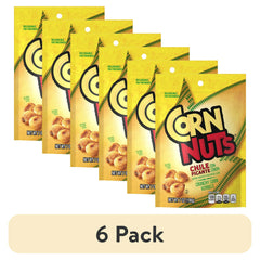 (6 pack) CORN NUTS Chile Picante Con Limon, Crunchy Corn Kernels Flavored Nuts Snack, Shelf-Stable, 7 oz Resealable Plastic Bag