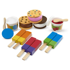 Melissa & Doug Wooden Frozen Treats Ice Cream Play Set (24 Pcs) - Play Food and Accessories