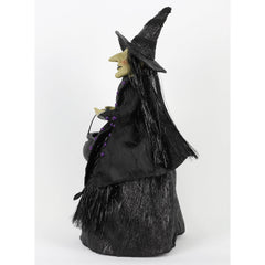 Witch with Cauldron Tabletop Decor, Black, 15", Halloween by Way To Celebrate