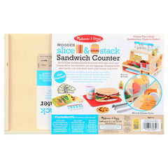 Melissa & Doug Wooden Slice & Stack Sandwich Counter with Deli Slicer – 56-Pieces - FSC Certified