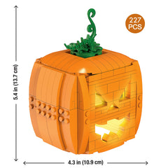 Brickcraft Brick-O’-Lantern (233-Piece Pumpkin Kit)– Build 3 Faces with 2 Light Bricks, 13.7 cm Tall Halloween Display for Ages 8+