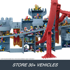 Hot Wheels Mario Kart Bowser’s Castle Track Set with 1:64 Scale Die-Cast Kamek Toy Vehicle & Storage