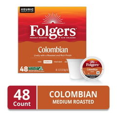 Folgers Colombian Coffee, Medium Roast, Keurig K Cup Pods, 48 count Box