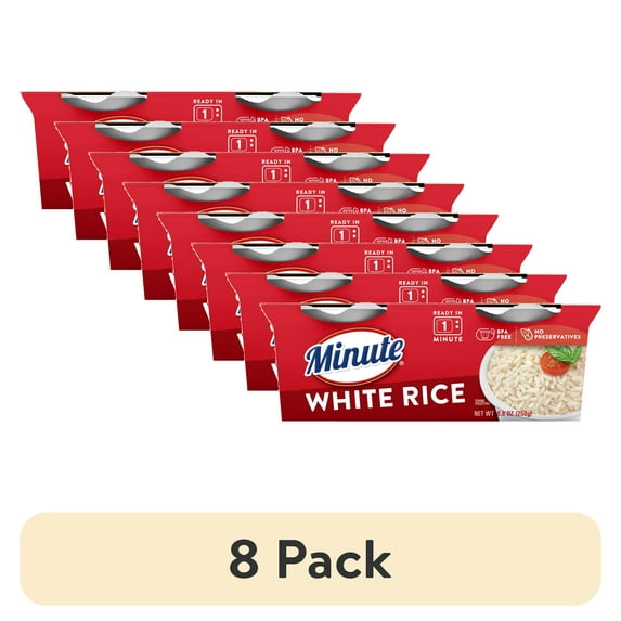 (8 pack) Minute White Rice, Microwaveable Rice Cups, Gluten Free, 8.8 oz, 2 Count