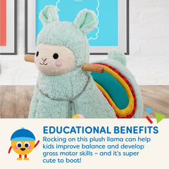 Battat Ride-a-Llama Animal Multicolor Rocking Toy with Wooden Handle, Baby and Toddler Toys