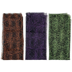 Northlight 3pc Purple, Orange and Green Spiderweb Halloween Decorations, 6ft