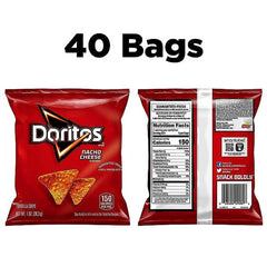 Doritos Nacho Cheese Tortilla Chips 1 oz Bag, 40 Count