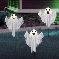 Fabric Ghost Pathmarker Lights, 3PC, Warm White LEDs, 6ft, Halloween Outdoor, by Way To Celebrate
